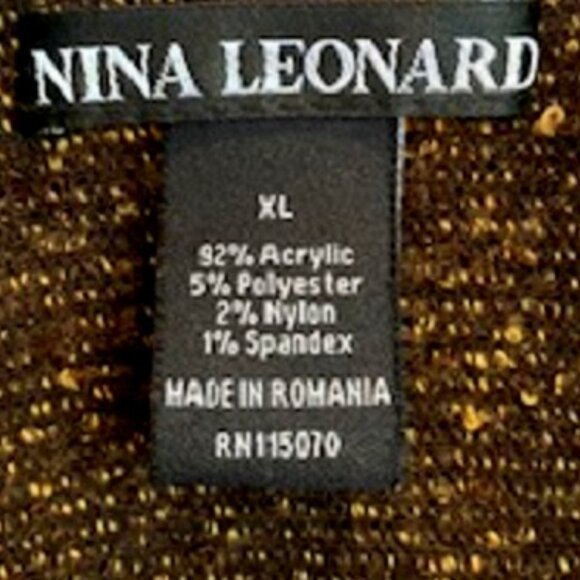 Nina Leonard Knit Button Down Front Cardigan Sweater Top Fringe Collar Sz: XL - Picture 7 of 7